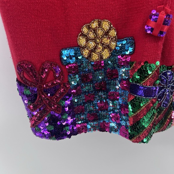 Vintage Michael Simon Events Cardigan Christmas Women's Gifts Presents Sequins - Picture 3 of 11